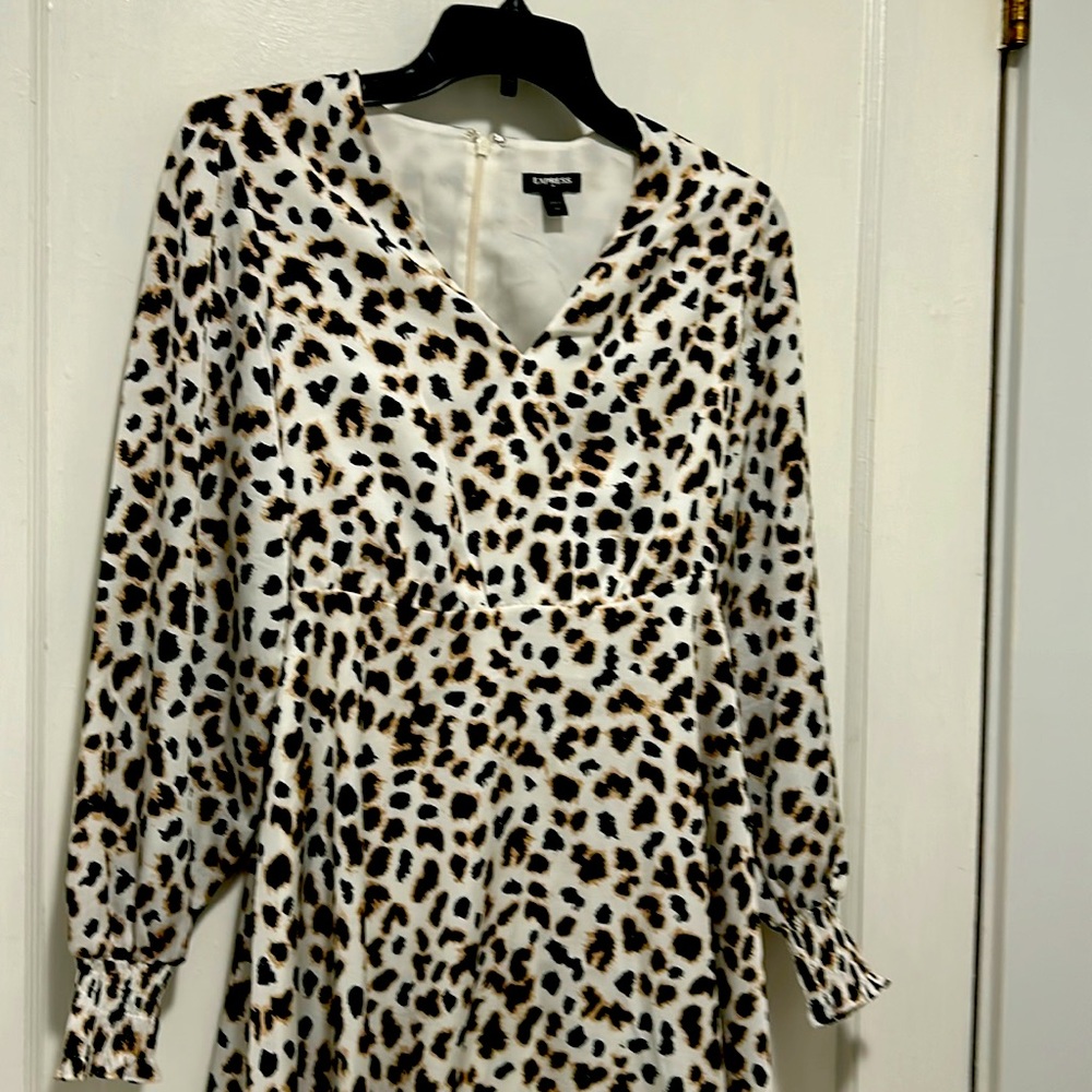 NWOT Express animal print v neck dress size XXS
